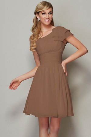 Robe demoiselle d'honneur naturel a-ligne manche nulle en chiffon grandes bretelles - Photo 2