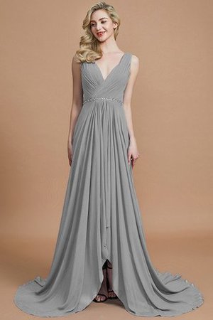 Abito da Damigella Naturale in Chiffon A-Line Principessa Spazzola Treno - Foto 32