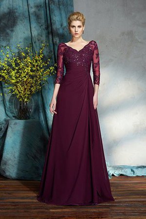 Abito mamma Sposa A-Line Lungo A Terra in Chiffon con Tre Quarti Lunghezza Maniche - Foto 5