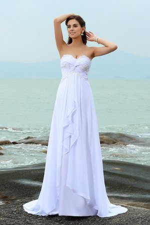 Robe de mariée distinguee longue fermeutre eclair manche nulle avec chiffon - Photo 1