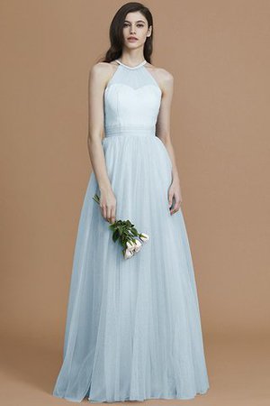 Nackenband Prinzessin Bodenlanges Brautjungfernkleid ohne Ärmeln mit Rüschen - Bild 24