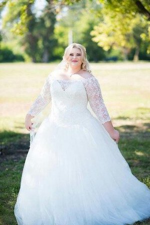 Sweep Zug Tüll Duchesse-Linie extravagantes romantisches Brautkleid mit Rücken Schnürung - Bild 2