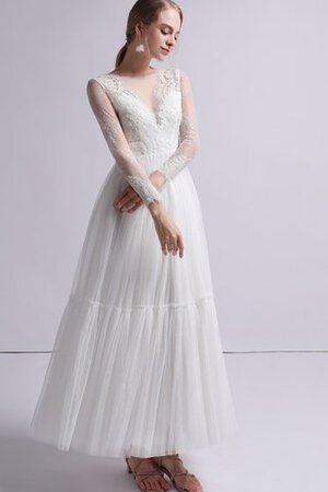 Abito da sposa a sala naturale con maniche lunghe dolce in pizzo in tulle - Foto 7