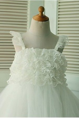 Robe de cortège enfant en organza manche nulle avec fleurs jusqu'au mollet de lotus - Photo 3