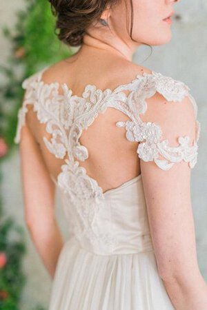 Abito da Sposa Cappellino A-Line in Chiffon con Manica Corte Semplice con Perline - Foto 5