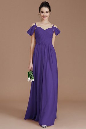 Robe demoiselle d'honneur en chiffon avec sans manches a-ligne ruché avec zip - Photo 30