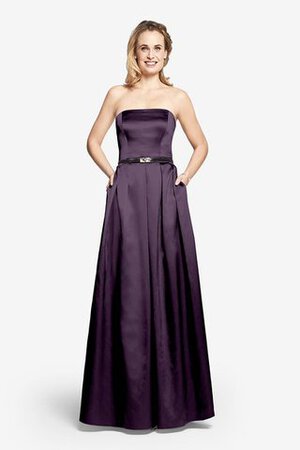 A-Linie Satin Trägerlos Lang Brautjungfernkleid - Bild 3