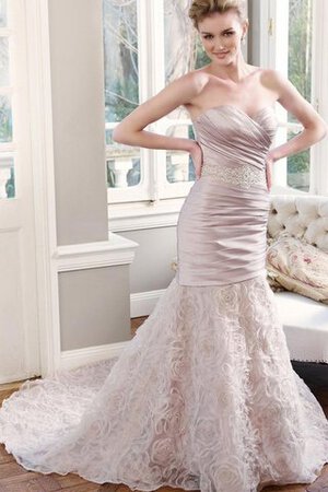 Abito da Sposa Allacciato Cuore con Increspature Naturale con Criss-cross A Terra - Foto 1