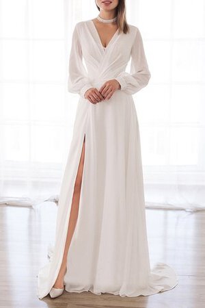 Abito da sposa a-line a terra semplice attraente in chiffon con maniche lunghe - Foto 1