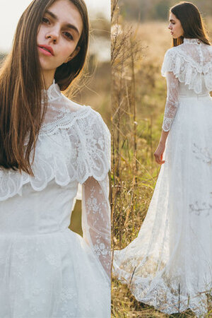 Vestido de Novia de Escote con cuello Alto de Manga larga de Brillante de Mangas Illusion - Foto 2