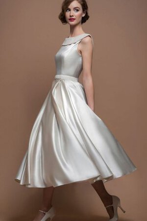 Abito da Sposa Semplice A-Line con Piega Sotto Ginocchio Vintage Formale E Informale - Foto 3