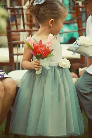 Abito da cerimonia bambini dolce naturale principessa in tulle a-line con fiore - Foto 1