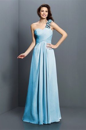 Robe demoiselle d'honneur longue avec chiffon avec fleurs ligne a manche nulle - Photo 3