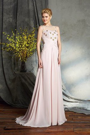 Robe mère de mariée longue avec zip avec chiffon de col bateau manche nulle - Photo 5