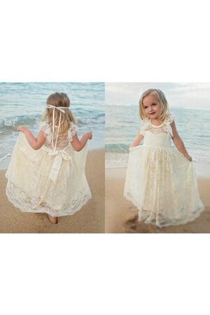 Robe de cortège enfant plissé naturel avec fleurs jusqu'au sol a-ligne - Photo 1