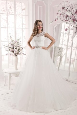 Robe de mariée festonné naturel ligne a en tulle avec décoration dentelle - Photo 2