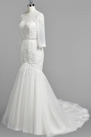 Robe de mariée naturel luxueux fermeutre eclair avec perle textile en tulle - Photo 2