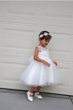 Robe de cortège enfant plissé avec fleurs de lotus appliques manche nulle - Photo 2