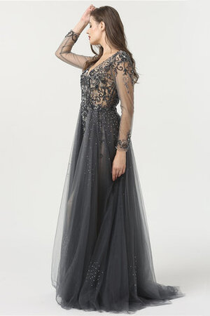 Robe de bal en satin extensible mignonne avec perles officiel longue - Photo 5