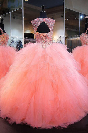 Robe de quinceanera éblouissant de mode de bal textile en tulle avec perle majestueux - Photo 2