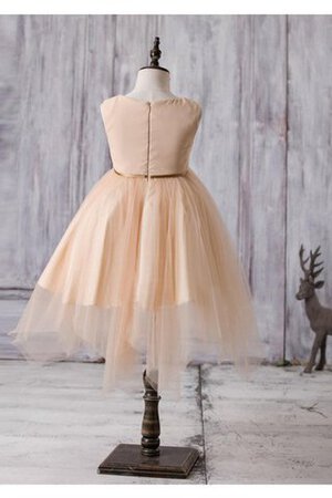 Abito da Cerimonia Bambini Sotto Ginocchio V-Scollo alta vita in Tulle con Fiore con Piega - Foto 4