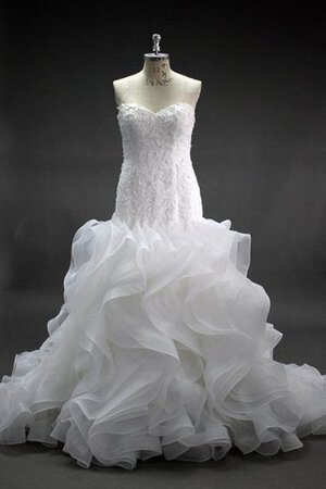 Vestido de Novia de Encaje Adorno de Volante de Cascada de volantes de Escote Corazón - Foto 1