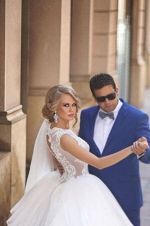 Abito da Sposa con Perline in pizzo Senza Maniche Elegante decorato Bassa - Foto 4