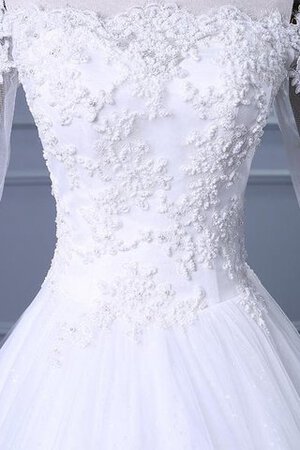 Abito da Sposa con Applique Sotto Ginocchio Barchetta monospalla Fuori dalla spalla Ball Gown - Foto 5