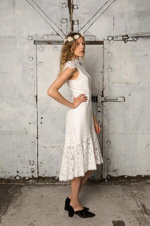 Robe de mariée simple avec manche épeules enveloppants avec manche courte de col haut - Photo 3