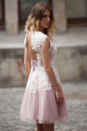 Robe fête de la rentrée chic appliques avec lacets de col bateau avec manche courte - Photo 2