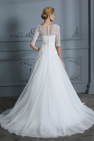 Robe de mariée en dentelle avec nœud boutonné brillant simple - Photo 2