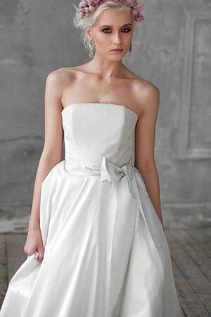 Abito da Sposa Naturale con Fusciacca Cerniera senza strap A Terra in Taffeta - Foto 3