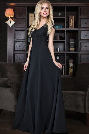 V-Ausschnitt Empire Taille Chiffon kurze Ärmeln Ballkleid mit Bordüre mit gekappten Ärmeln - Bild 4