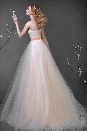 Robe de mariée textile en tulle jusqu'au sol de traîne moyenne a-ligne - Photo 2