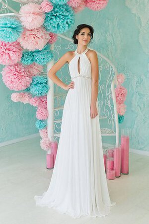 Abito da Sposa con Piega Lungo Senza Maniche A-Line in Chiffon Formale E Informale - Foto 1