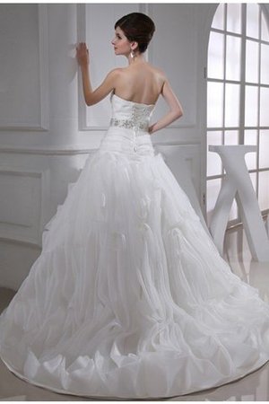 Abito da Sposa Semplice Allacciato Ball Gown Senza Maniche in Organza - Foto 2