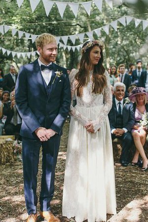 Robe de mariée simple elégant a-ligne avec manche longue elevé - Photo 1