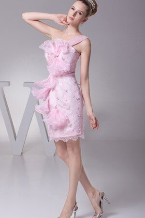 Robe de cocktail courte d'épaule asymétrique avec fleurs avec perle - Photo 2