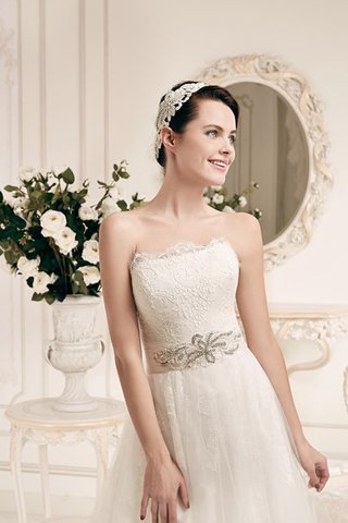 Abito da Sposa Sotto Ginocchio con Cristino con Applique Senza Maniche Naturale senza strap - Foto 2