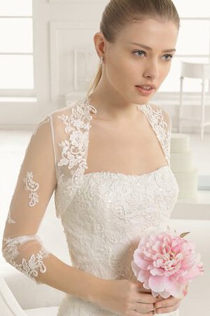 Robe de mariée romantique col en forme de cœur avec zip de traîne courte avec sans manches - Photo 3