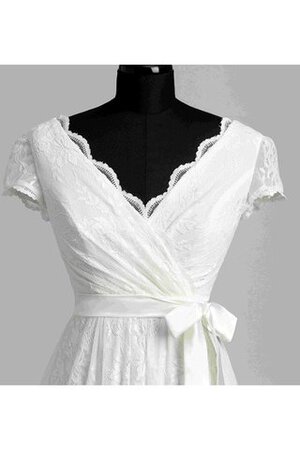 Reißverschluss Spitze stilvolles legeres Brautkleid mit Gürtel mit gekappten Ärmeln - Bild 6