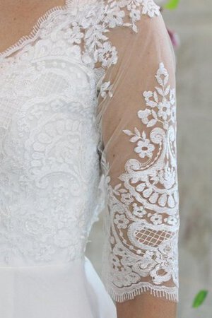 Robe de mariée simple plissé avec décoration dentelle col u profond jusqu'au sol - Photo 5