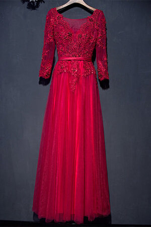 Robe de bal col en bateau glamour avec ruban modeste formelle - Photo 1