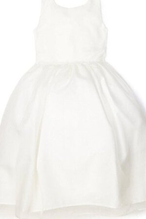 Robe de cortège enfant plissé col u profond jusqu'au sol en taffetas avec bouton - Photo 1