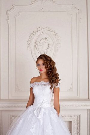 Abito da Sposa con Maniche Lunghe Allacciato in Chiffon Tondo Lungo A-Line - Foto 2