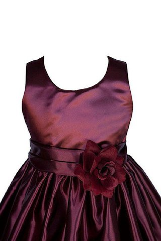 Abito da Cerimonia Bambini con Piega A-Line con Fiore Senza Maniche in Taffeta Sotto Ginocchio - Foto 2