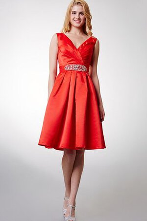 Robe demoiselle d'honneur croisade avec perle en satin manche nulle fermeutre eclair - Photo 1