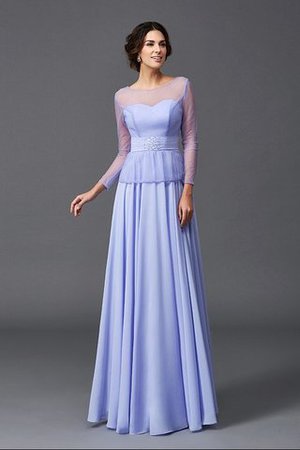 Robe mère de mariée longue avec zip avec manche longue avec chiffon a-ligne - Photo 4