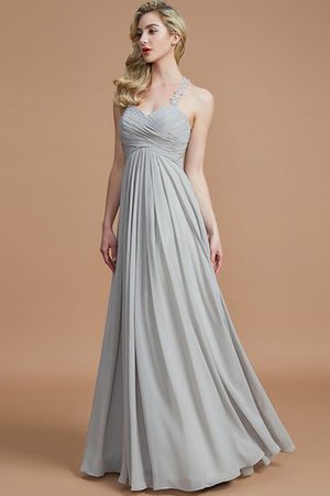 Robe demoiselle d'honneur avec zip jusqu'au sol manche nulle avec chiffon ruché - Photo 2