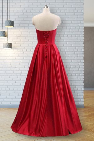 Trägerlos Perlenbesetztes Süß Ballkleid ohne Ärmeln aus Satin - Bild 2